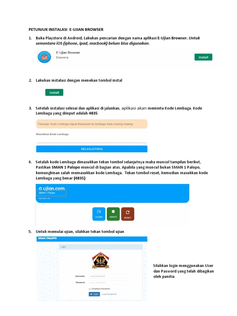 Petunjuk Istalasi E Ujian Browser PDF