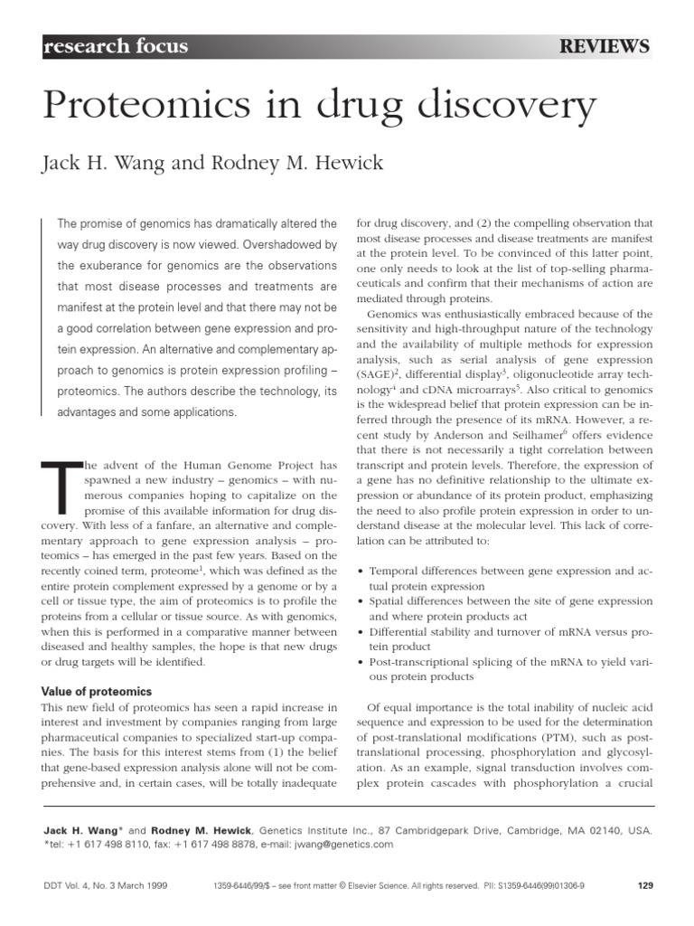 Proteomics in Drug Discovery: Jack H. Wang and Rodney M. Hewick | PDF ...