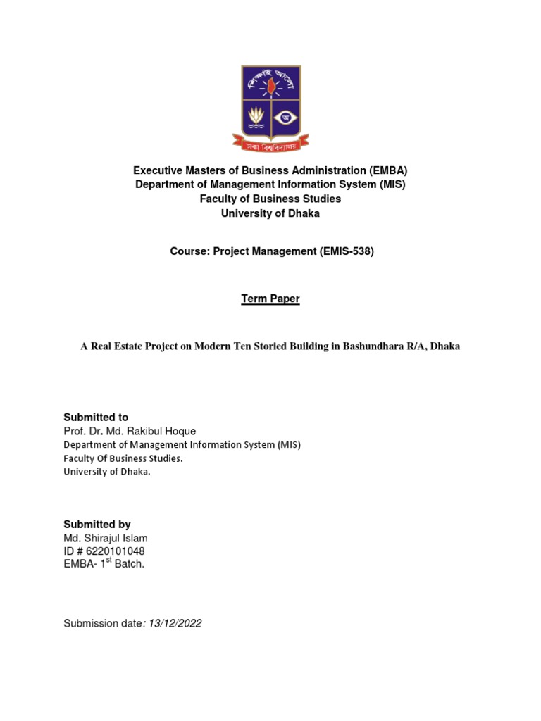 A Real Estate Project On Modern Ten Storied Building In Bashundhara R