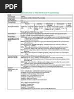 EEI3262 Introduction To Object Oriented Programming - Course Synopsis