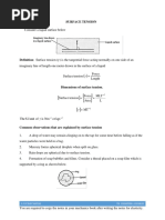 Surface Tension Notes