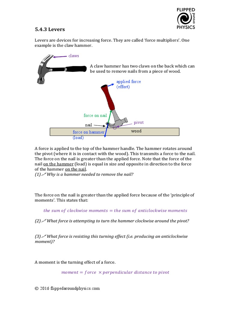 5.4.3 Levers: Claws | PDF | Lever | Force
