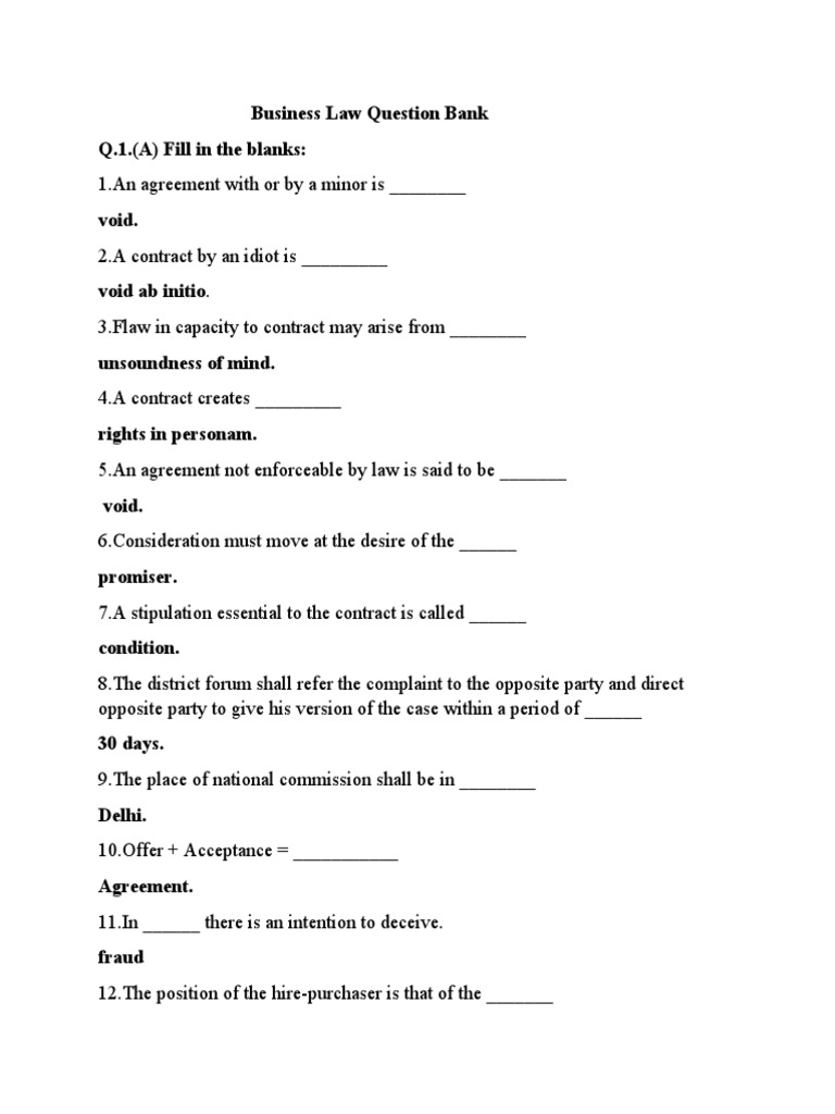 Business Law Question Bank-1 | PDF | Negotiable Instrument | Trademark