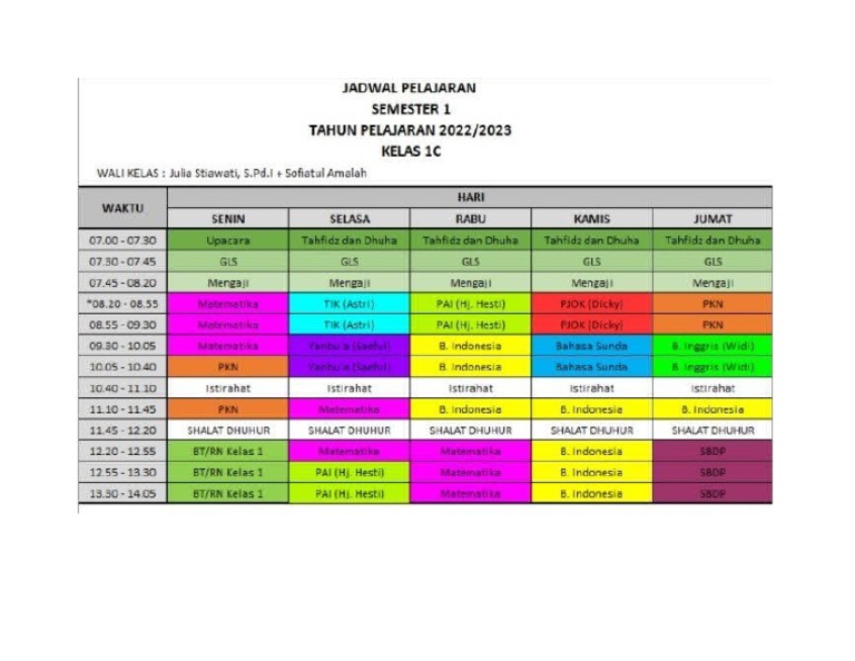 Jadwal Pelajaran | PDF