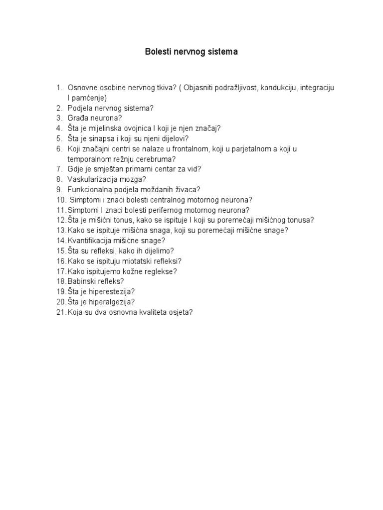 Bolesti Nervnog Sistema | PDF