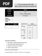 Year 4 - Theory - 3rd Term Test - Model Paper