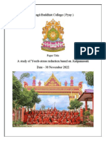 Sītagū Buddhist College Study of Youth Stress Reduction Based on Ānāpanassati