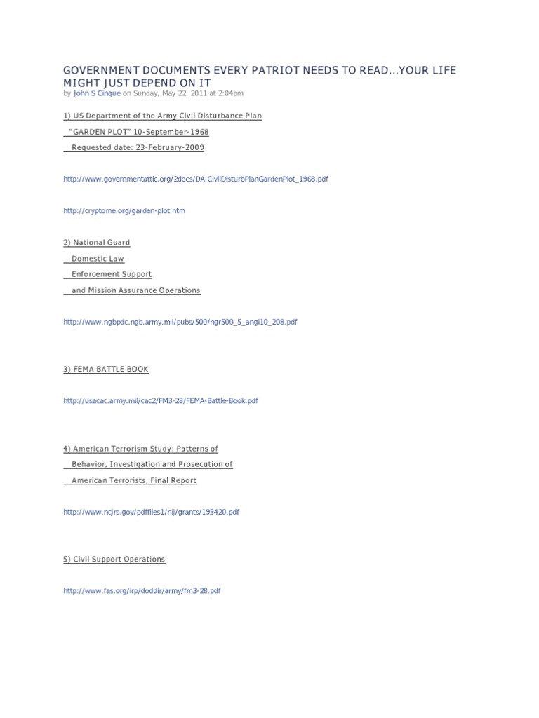 Government Documents Every Patriot Needs To Read | PDF | Federal ...