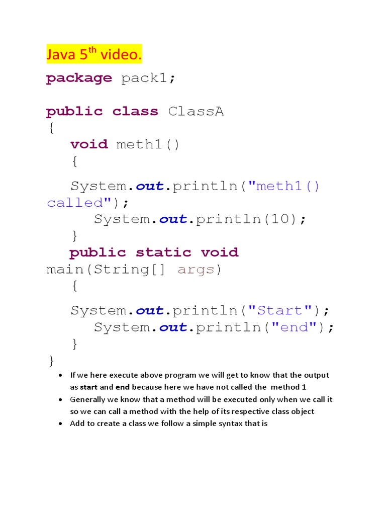 Java 5th Video | PDF | Java Virtual Machine | Method (Computer Programming)