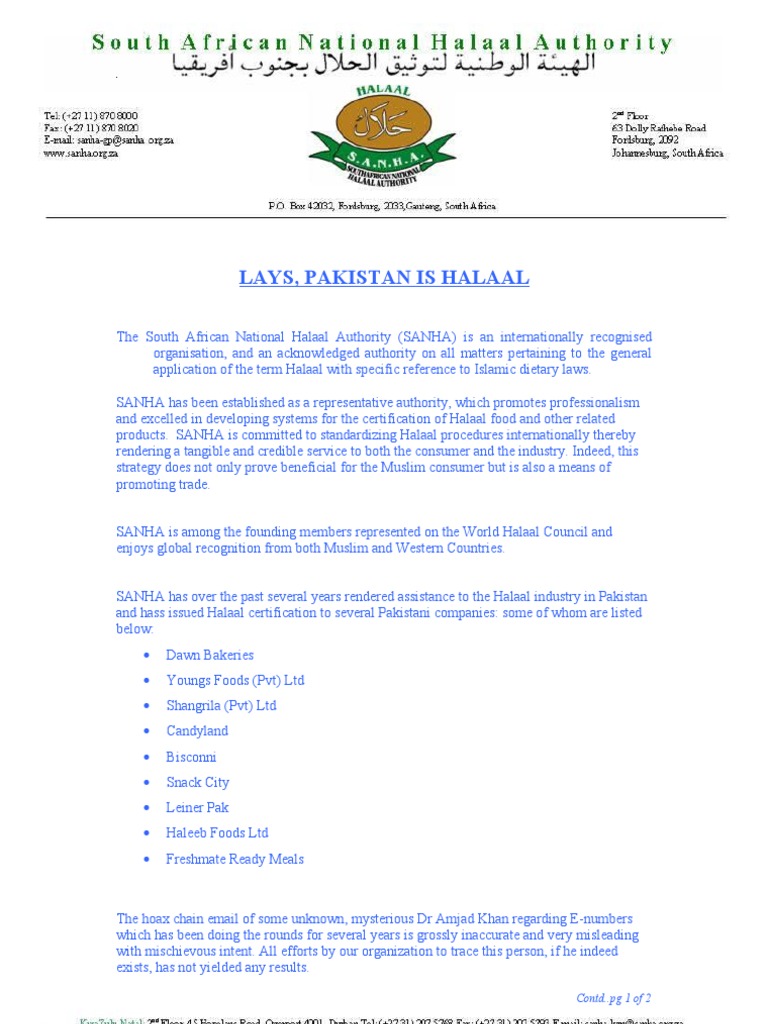 E631 Lays Halal | PDF | Pakistan | Food And Drink