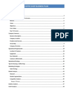 Coffee Shop Business Plan Contents Table