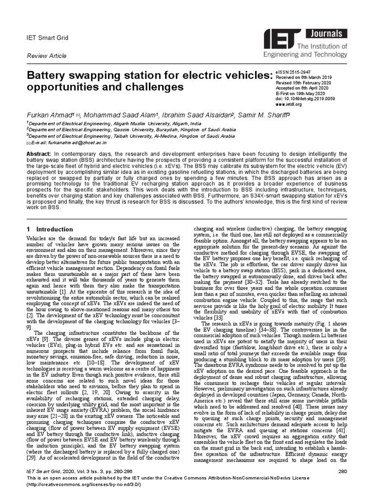 Battery Swapping Station For Electric Vehicles Opp PDF Battery