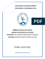Examen Final de Mecanica de Fluidos - Morales Zapata Alvaro Alviery.