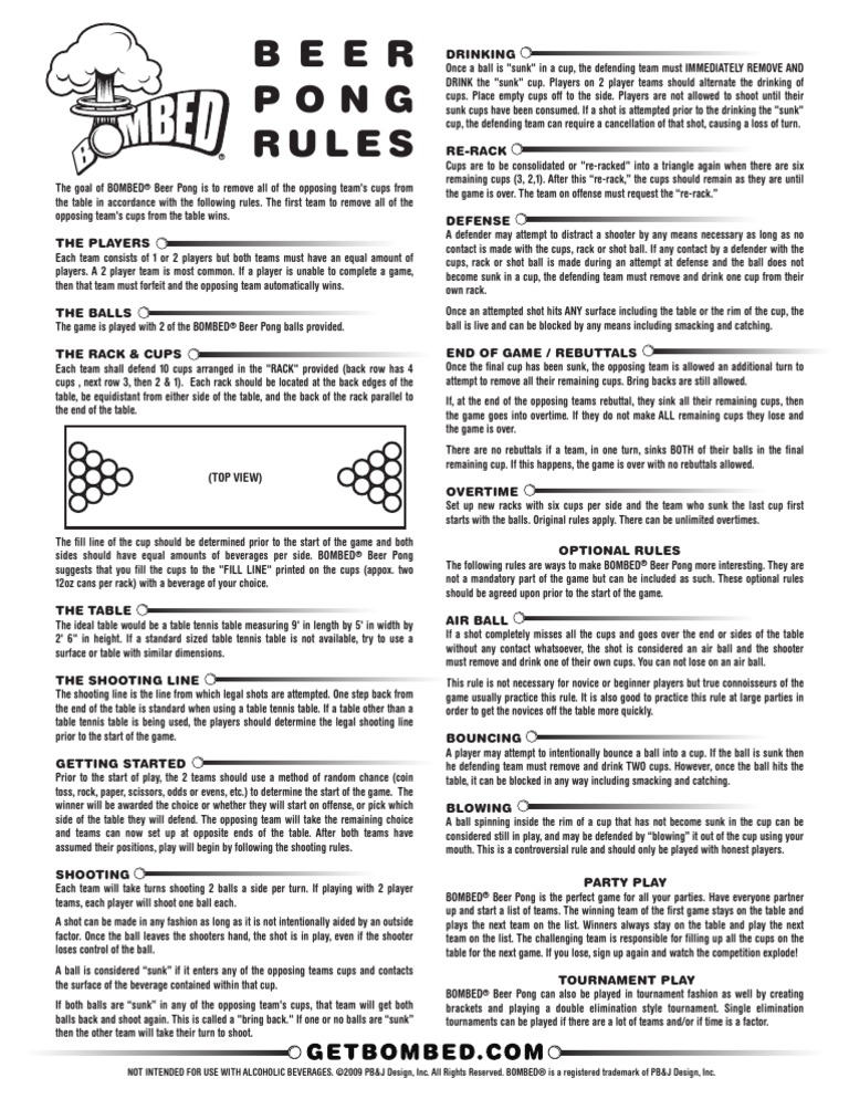 Beer Pong Rules List