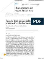 Kant, Le Droit Cosmopolitique Et La Société Civile Des Nations