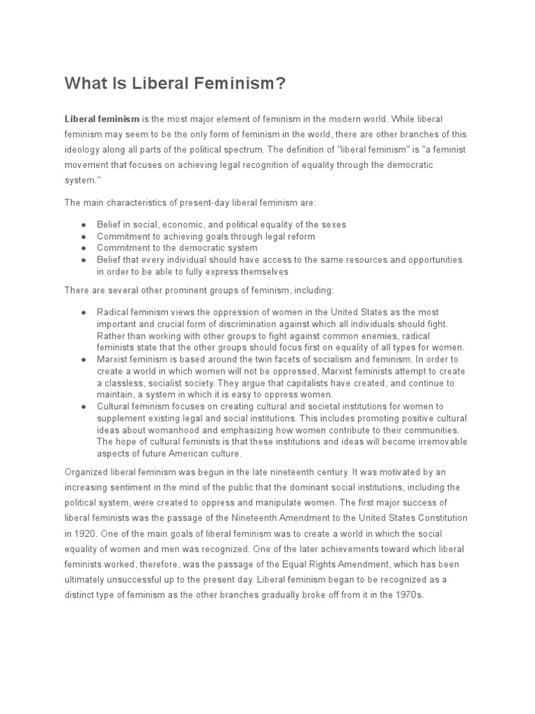What Is Liberal Feminism PDF Gender Studies Feminism