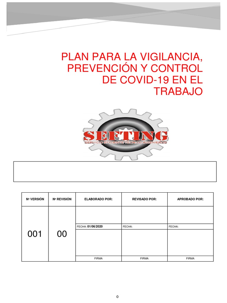 Plan Covid-19 Sefting Eirl | PDF | Lavado de manos | Blanqueador