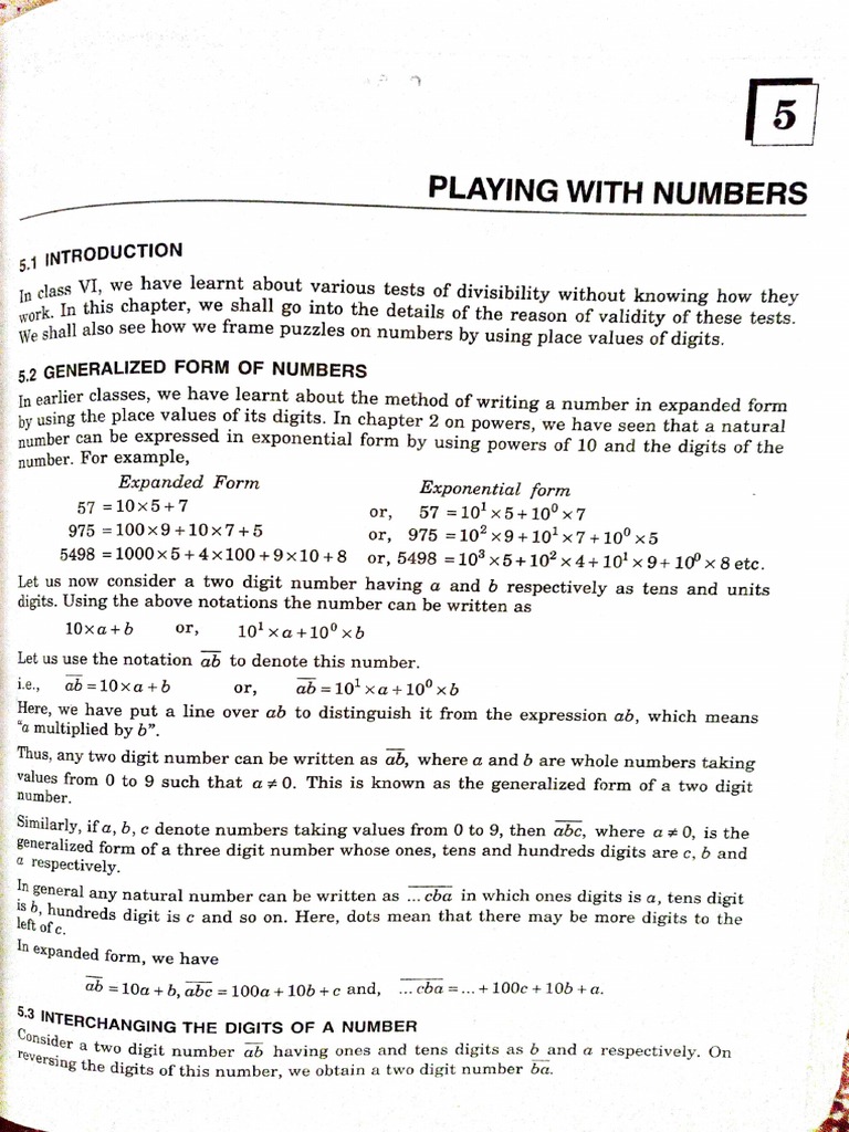 RD 8 Chapter 5 Playing With Numbers | PDF
