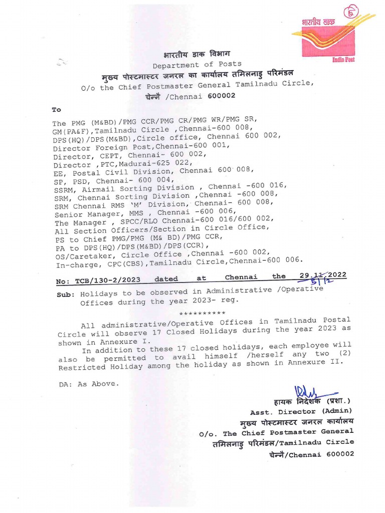 List of Holidays - 2023 | PDF