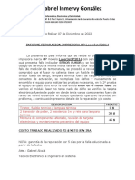 Informe de Reparacion Impresora HP P2014 Serial CNB22387