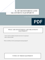 Control of Monitoring and Measuring Equipment