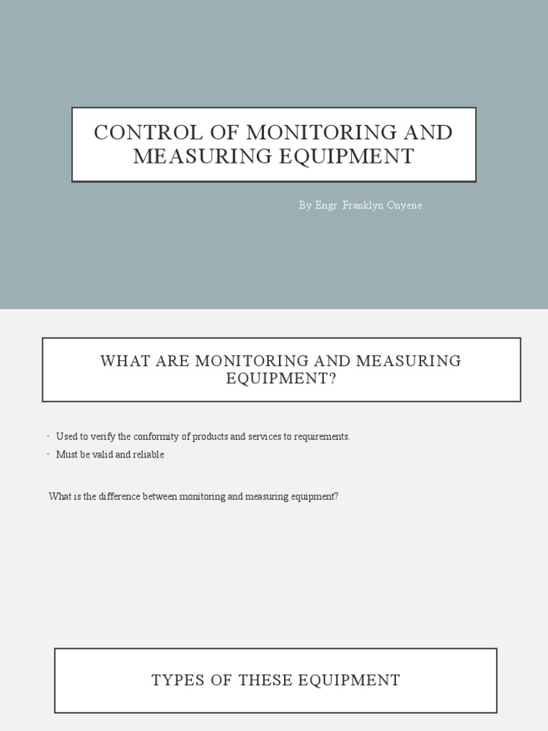 Control of Monitoring and Measuring Equipment PDF Calibration