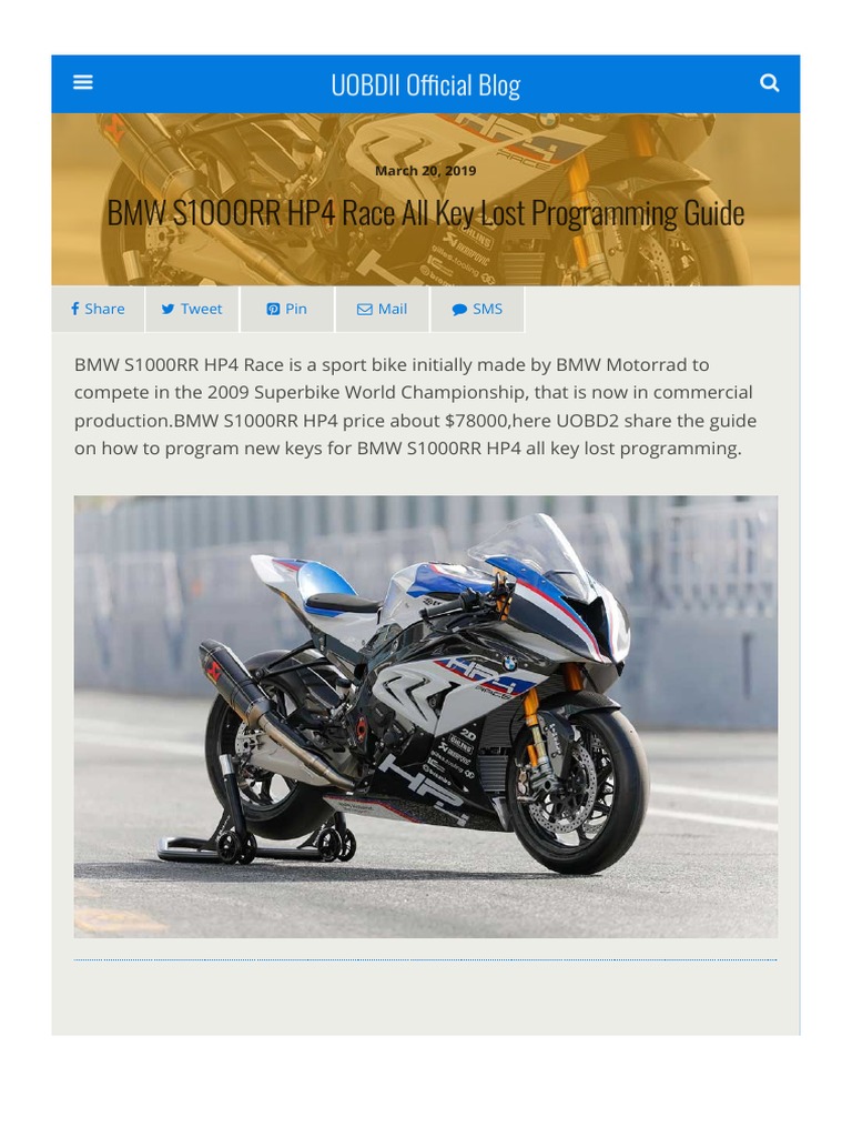 BMW S1000RR HP4 Race All Key Lost Programming Guide UOBDII Official ...