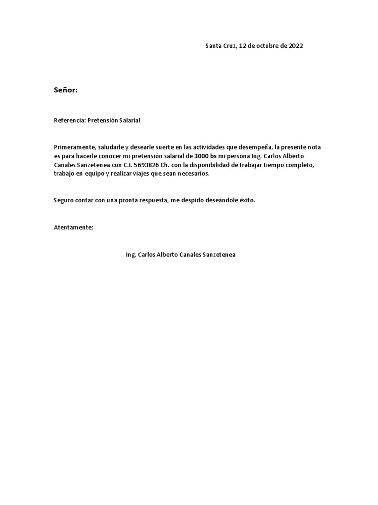 Pretensión Salarial de Ing. Canales Sanzetenea | PDF | Crecimiento ...