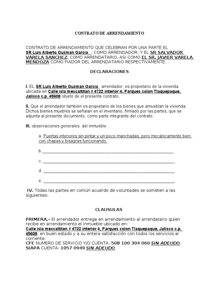 CONTRATO DE ARRENDAMIENTO