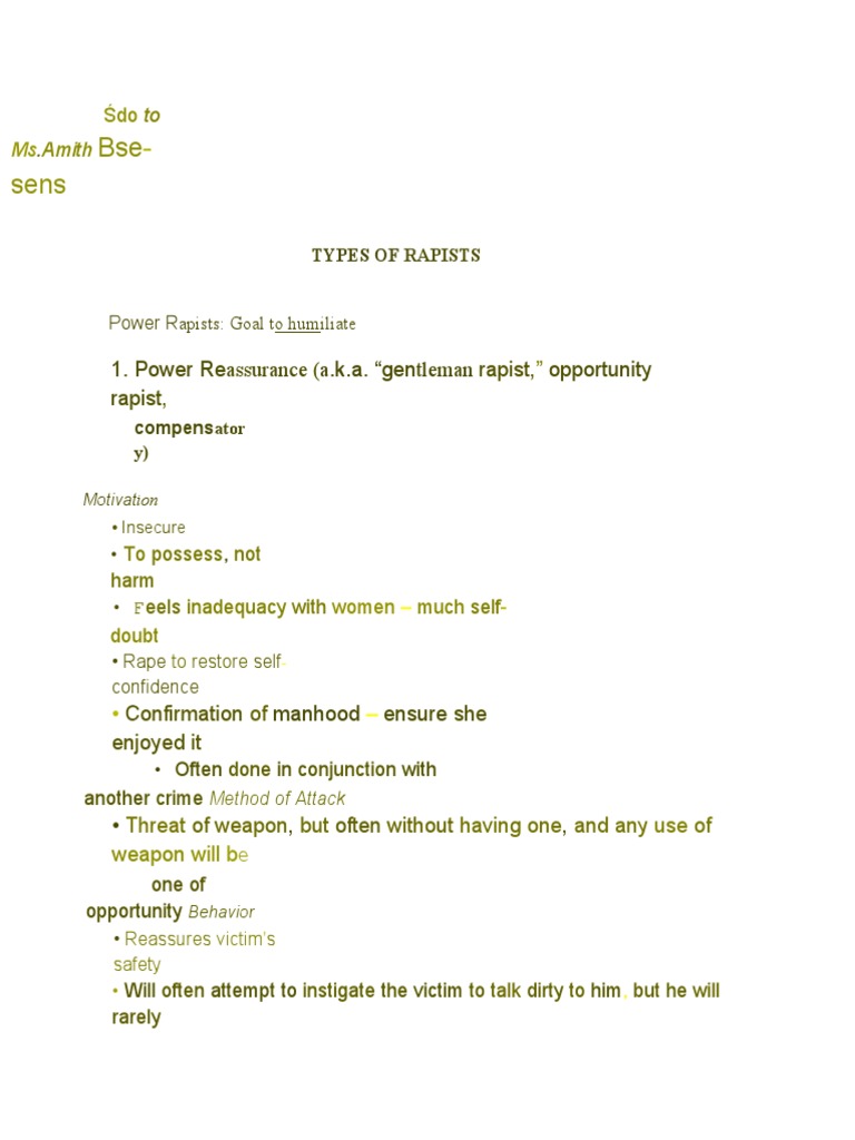 Types of Rapists | PDF | Rape | Anger