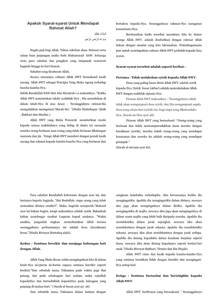 Syarat Mendapat Rahmat Allah Pdf