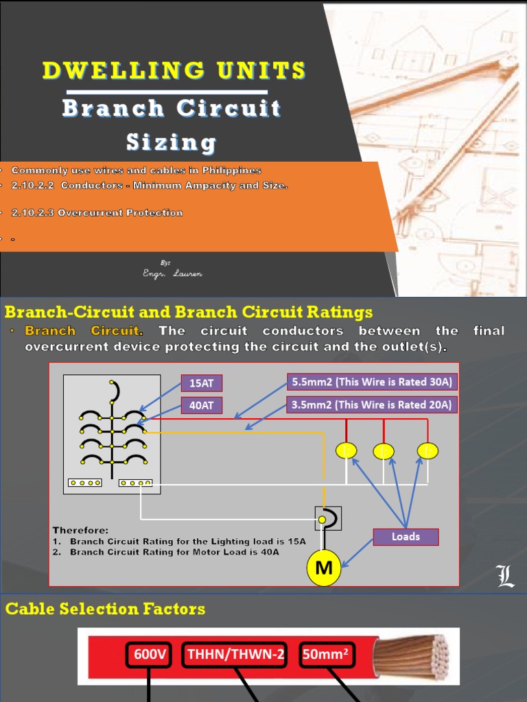 Branch Circuits Sizing Part1 PDF Electrical Wiring Insulator 