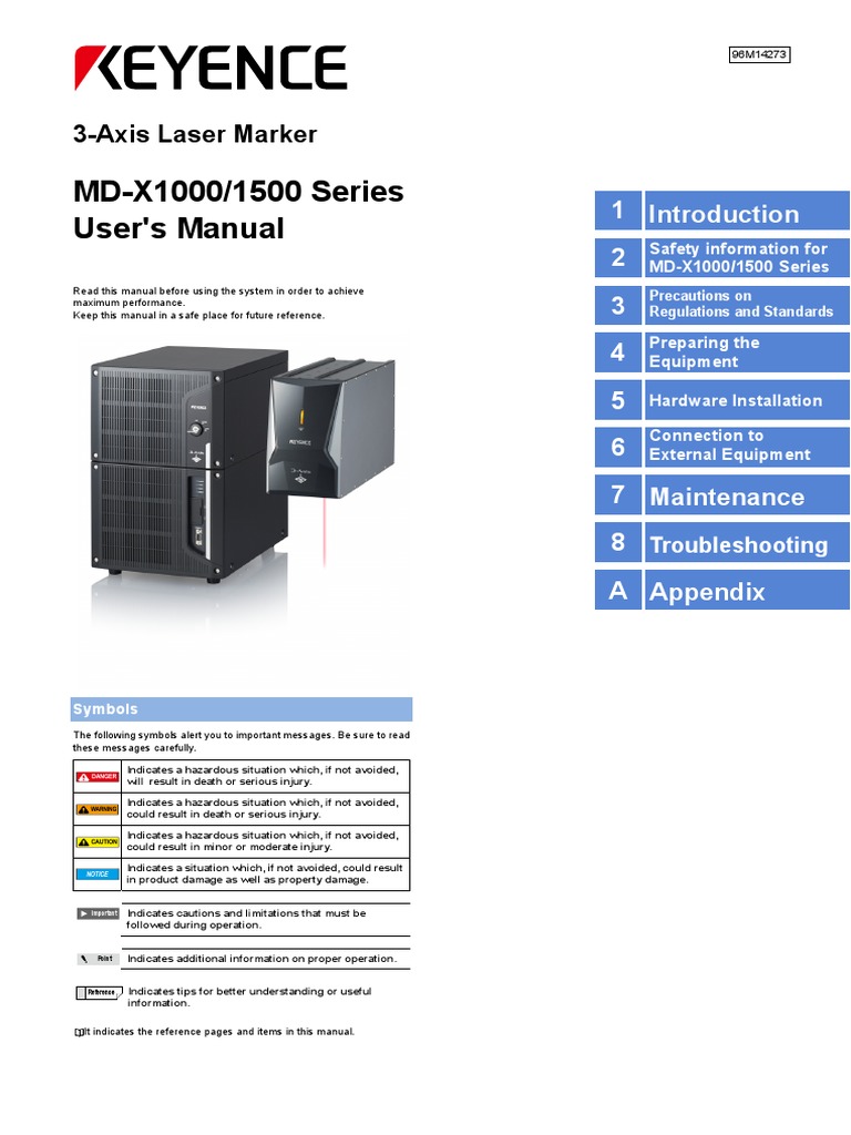 Keyence MD-X1000/1500 User Manual | PDF | Laser