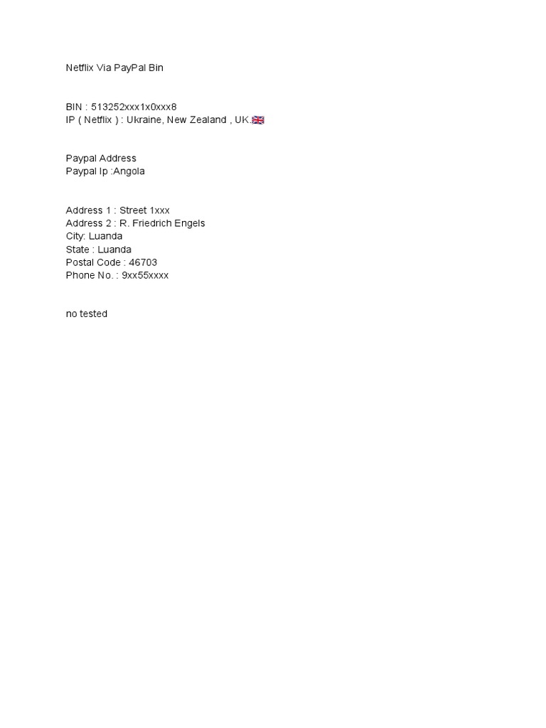 Netflix Via PayPal Bin PDF