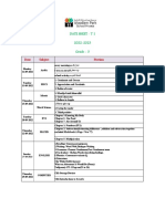 Date Sheet - T 1 2022-2023 Grade - 3