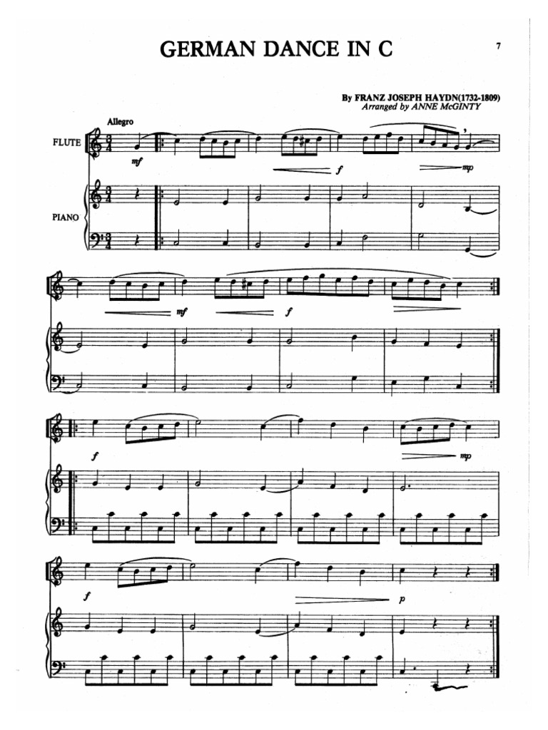 Beginning Flute Solos German Dance in C PDF