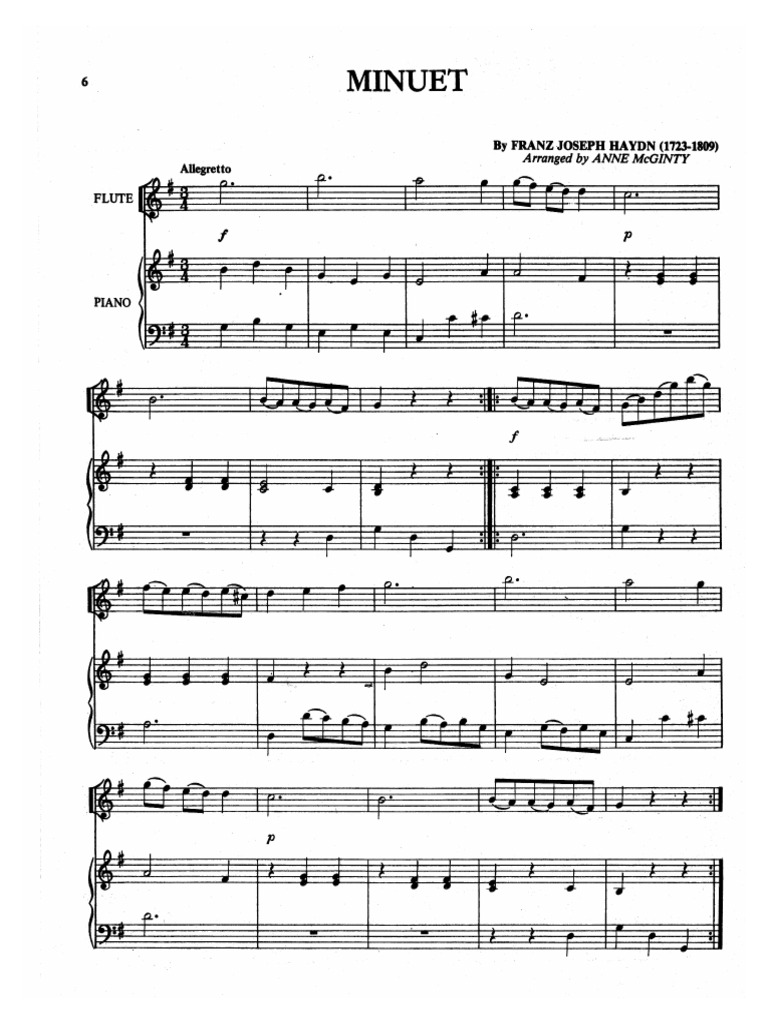 Beginning Flute Solos Menuet | PDF