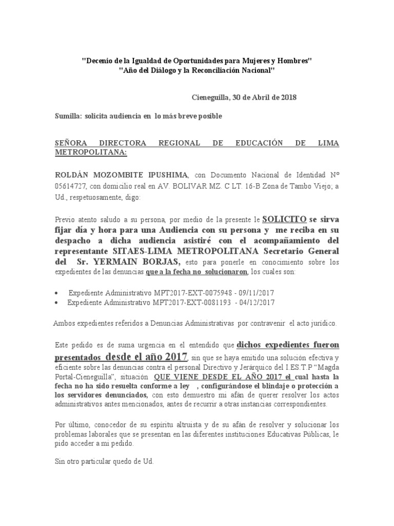 Solicitud De Audiencia Pdf