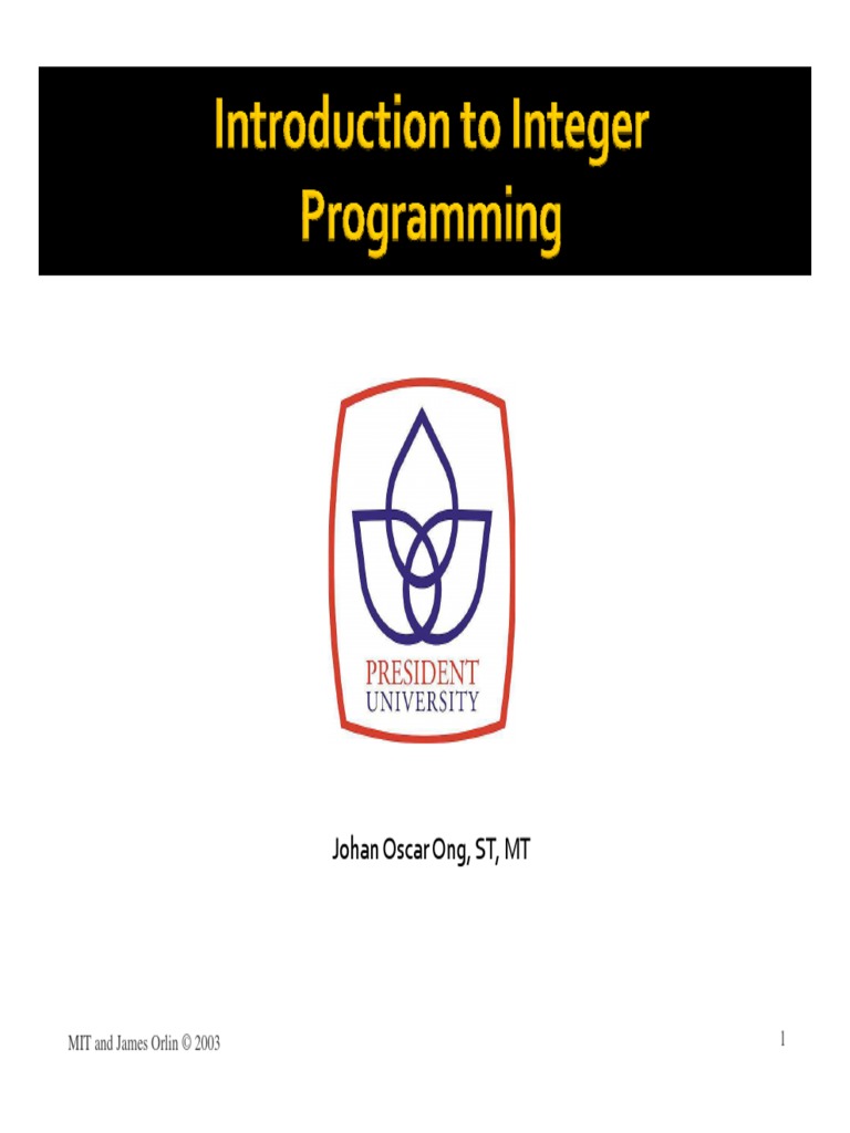 3 Introduction To Integer Programming PDF Linear Programming 3 introduction to integer programming pdf linear programming
