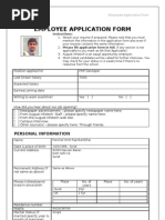 Employee Application Form