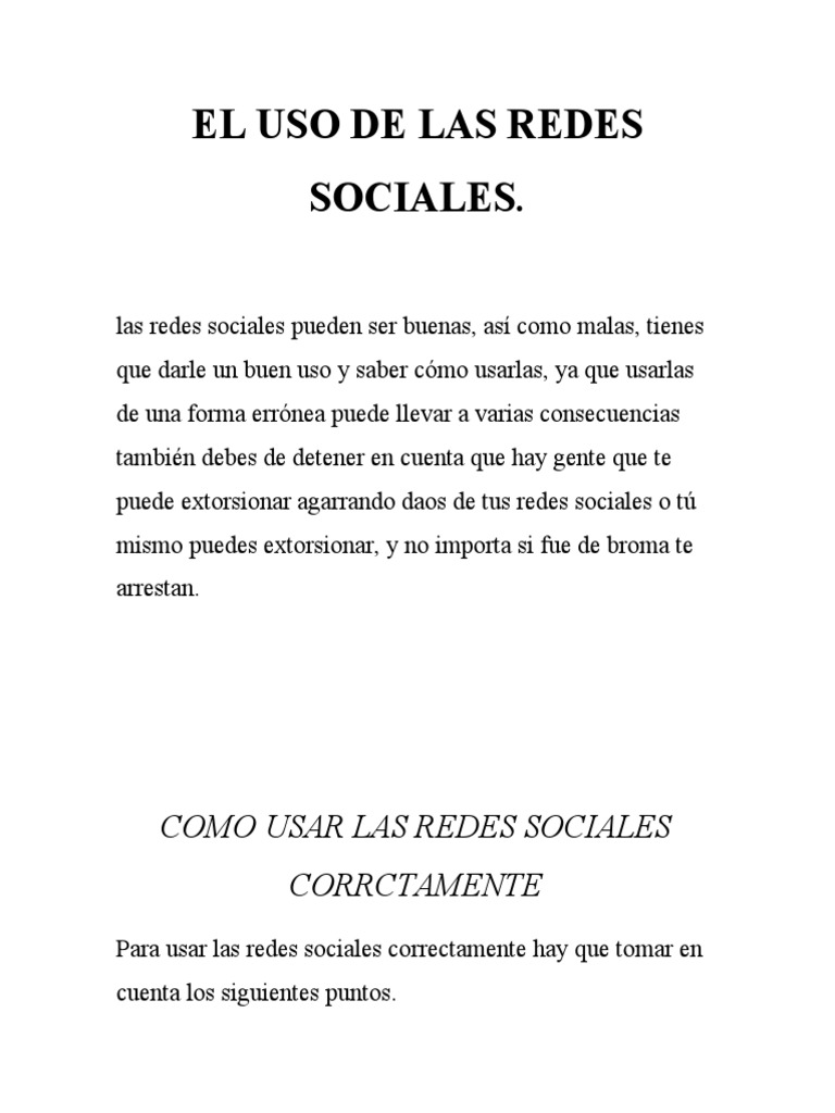El Uso de Las Redes Sociales | PDF