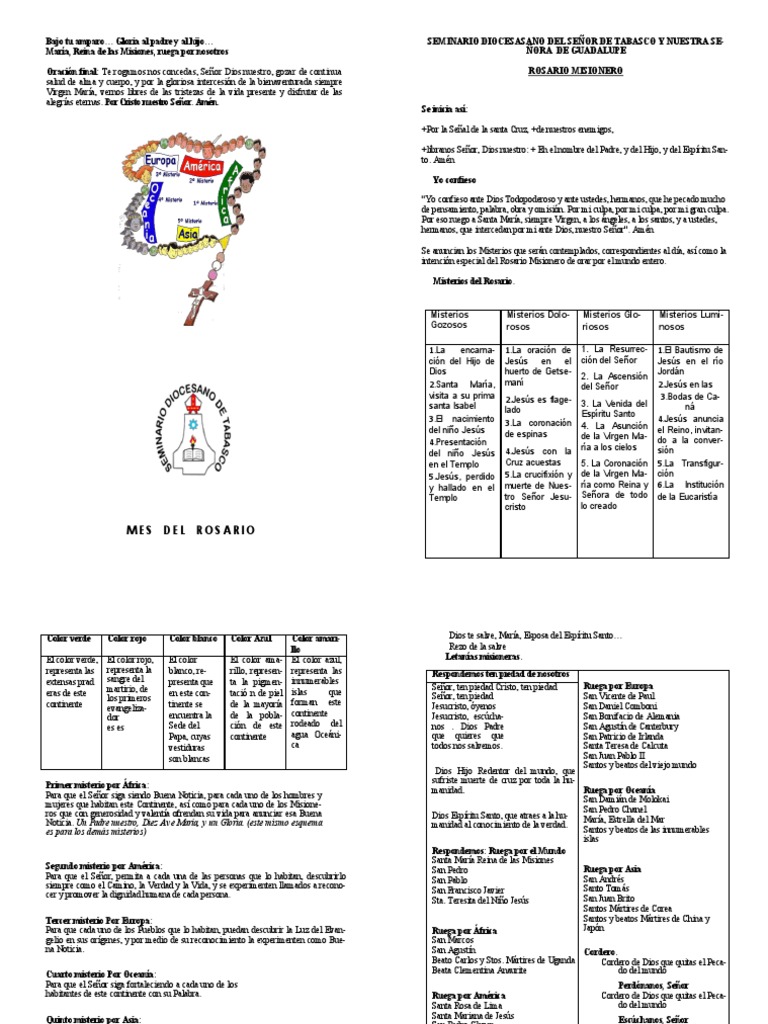 Folleto del Santo Rosario Misionero | PDF | María, madre de Jesús | Rosario