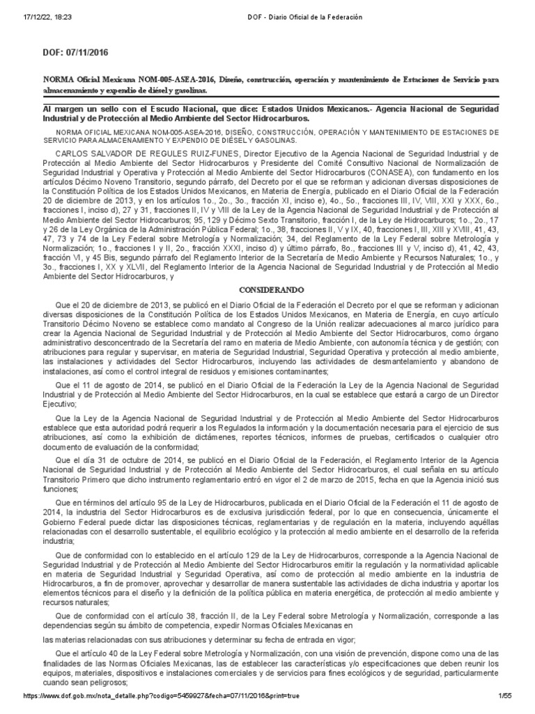 Nom 005 Asea 2016 | PDF | Estación de servicio | México