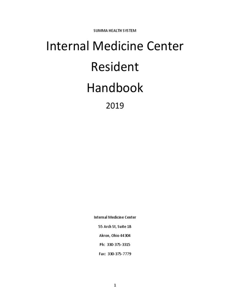 A Guide to Ambulatory Care Training: An Overview of the Internal Medicine Center Residency Hand ...