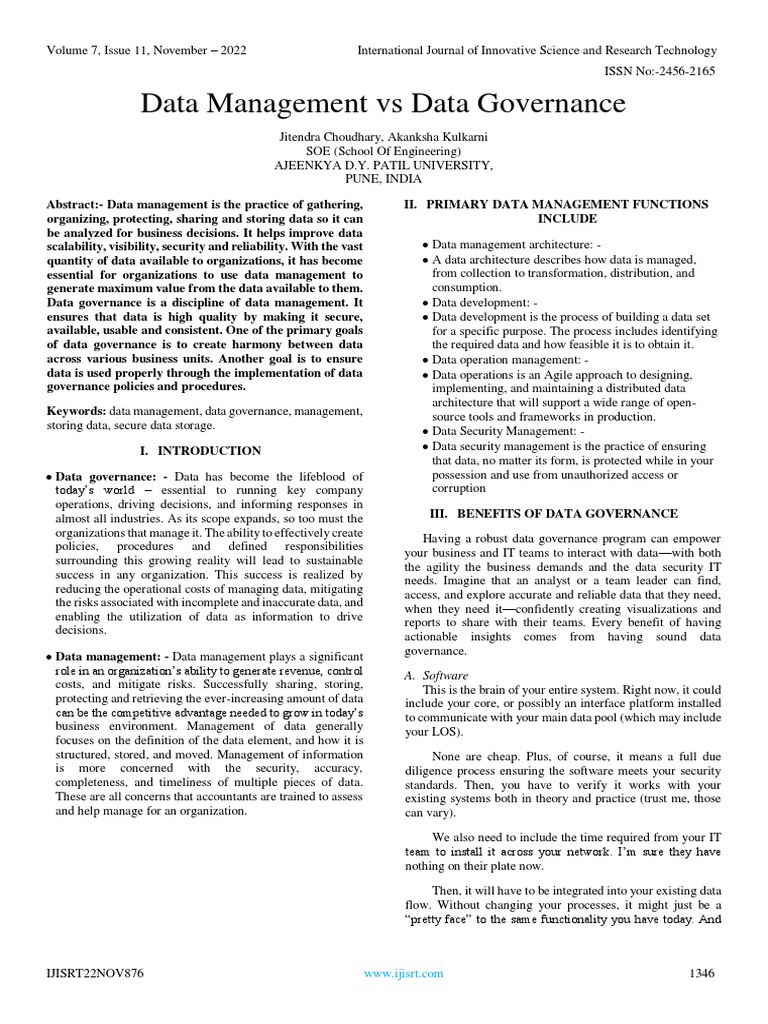 Data management vs data governance pdf governance computer data