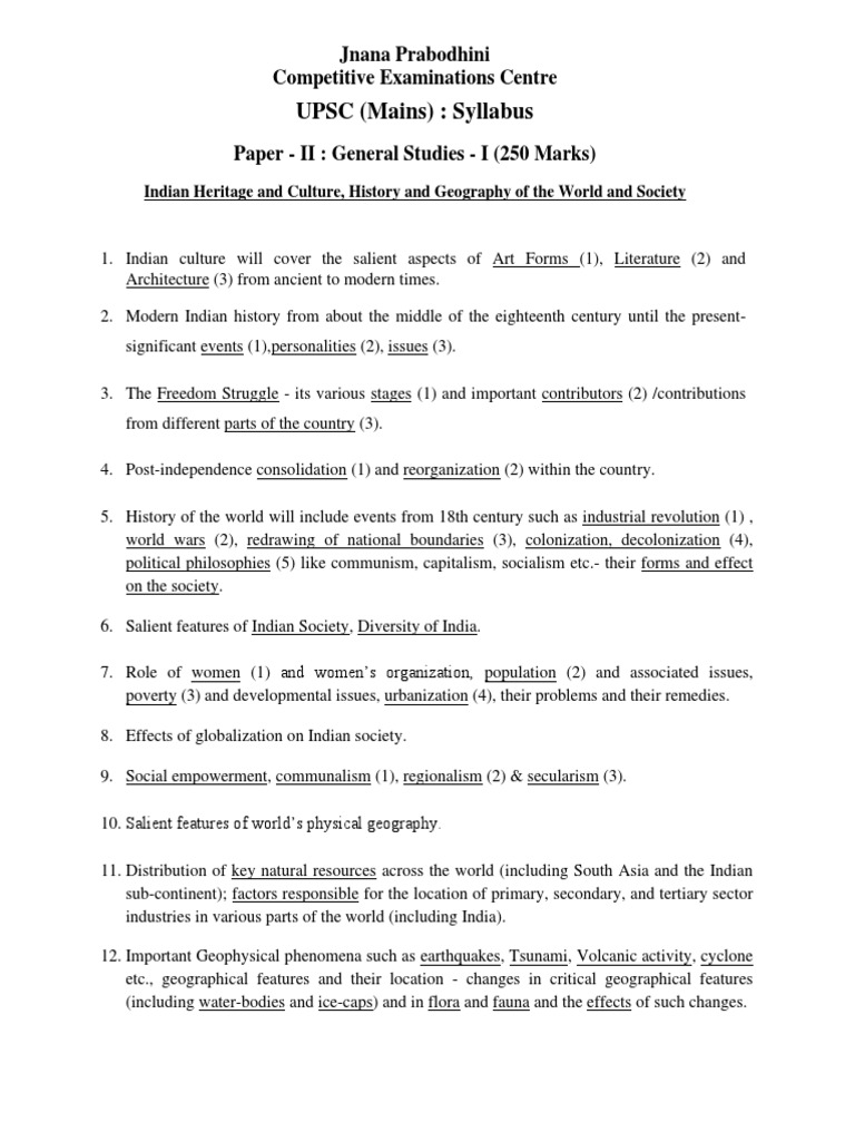 Syllabus - UPSC GS (Mains) - Paper1-4 | PDF | Governance | Morality