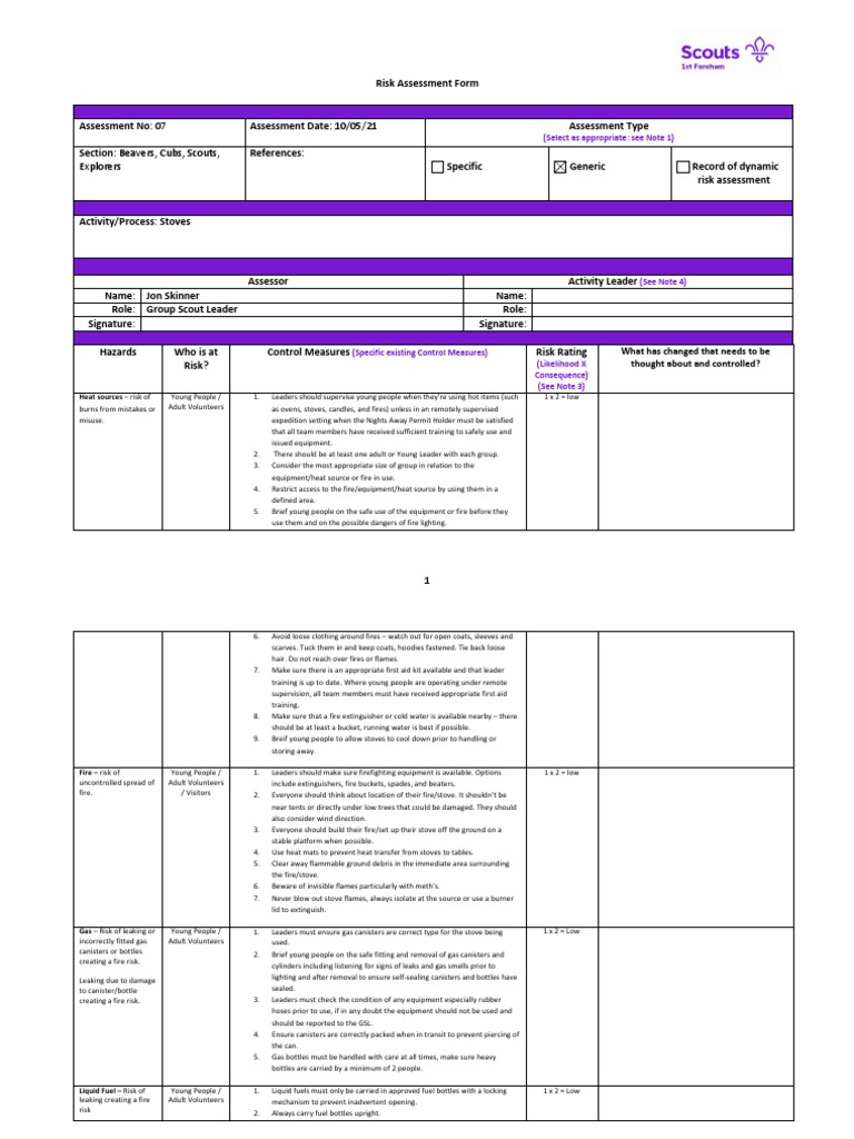 Stoves Risk Assessment 07 | PDF | Risk | Risk Assessment