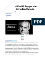 Falsifikasi Karl R Popper Dan Kritiknya Terhadap Metode Verifikasi