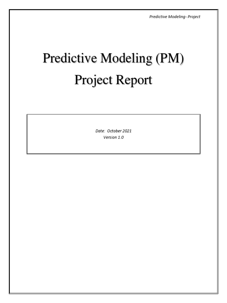 Predictive Modeling (MP) Project Report | PDF | Regression Analysis ...