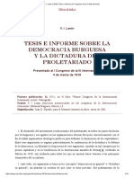 Lenin Tesis e Informe Sobre La Democracia Burguesa y La Dictadura Del Proletariado